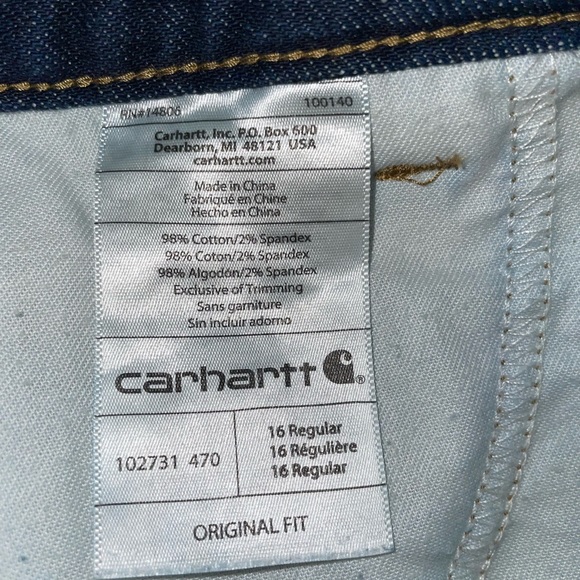 Carhartt original fit straight leg jean size 16R:L31 - Picture 7 of 12